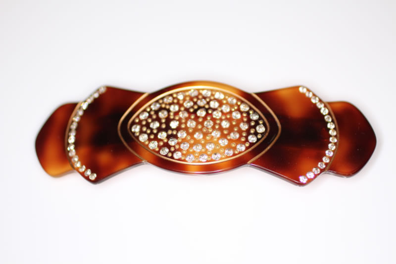 Handmade Barrette with Swarovski Crystals - Shell - 10cm