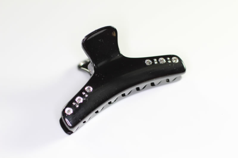 6cm Classic Claw Clip with Swarovski Crystals - Black