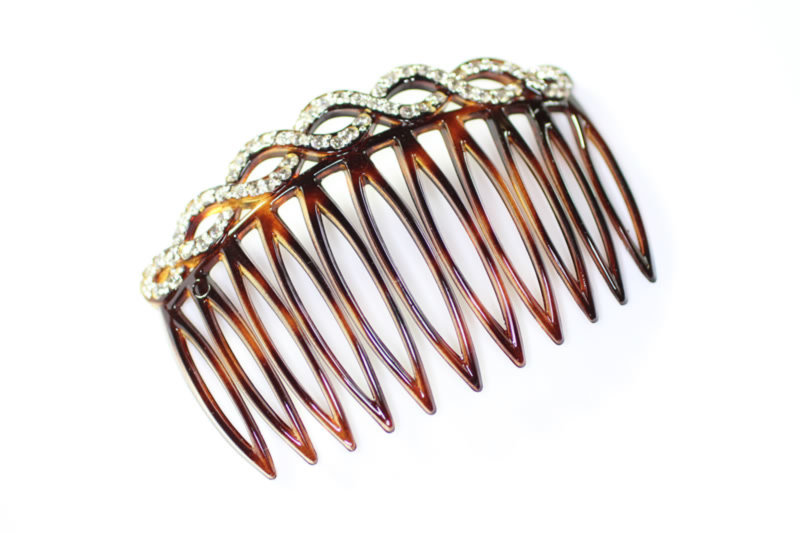 7cm Open Twisted Top Swarovski Crystal Side Comb - Various Finishes