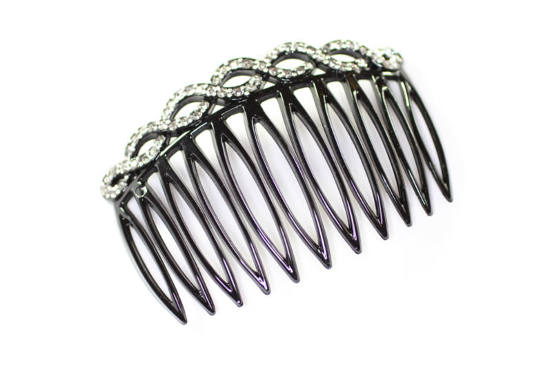 7cm Open Twisted Top Swarovski Crystal Side Comb - Various Finishes