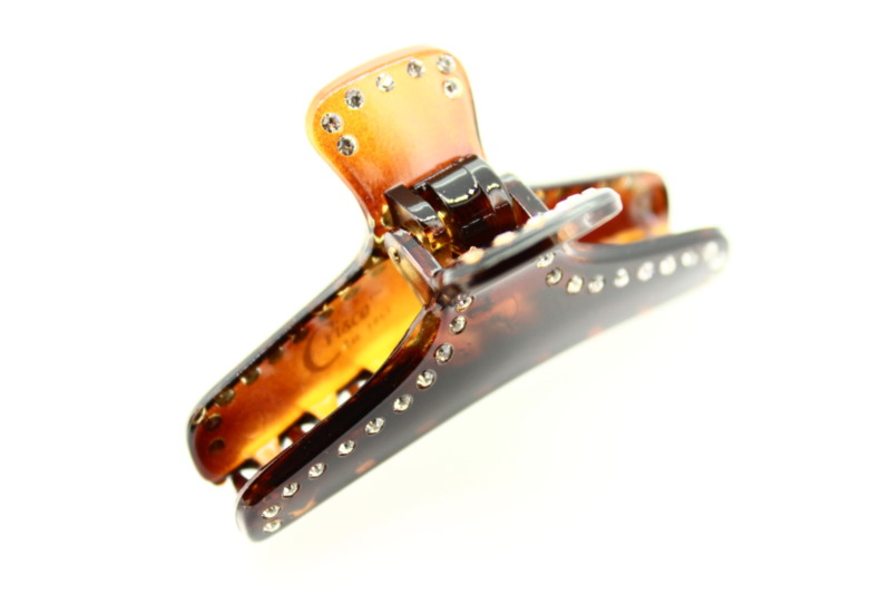 6cm Shell Classic Closed Claw Clip with Crystals