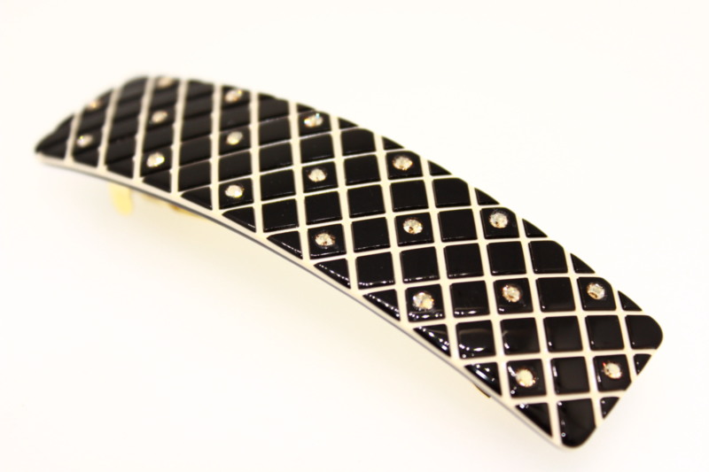 8cm Handmade Barrette with Swarovski Crystals - 8cm Auto Fitting