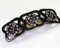 9cm Handmade Open Barrette with Swarovski Crystals - 8cm Auto Fitting