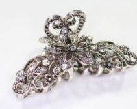 8cm Vintage Flower Claw Clip with Crystals