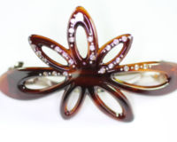 9.5cm Open Barrette with Swarovski Crystals - Shell