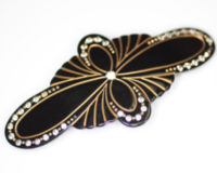 Handmade Barrette with Swarovski Crystals - Black - 9.5cm